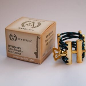 Ligaturka do klarnetu basowego SCV SaxClinic Tonus Mundi mosiężna